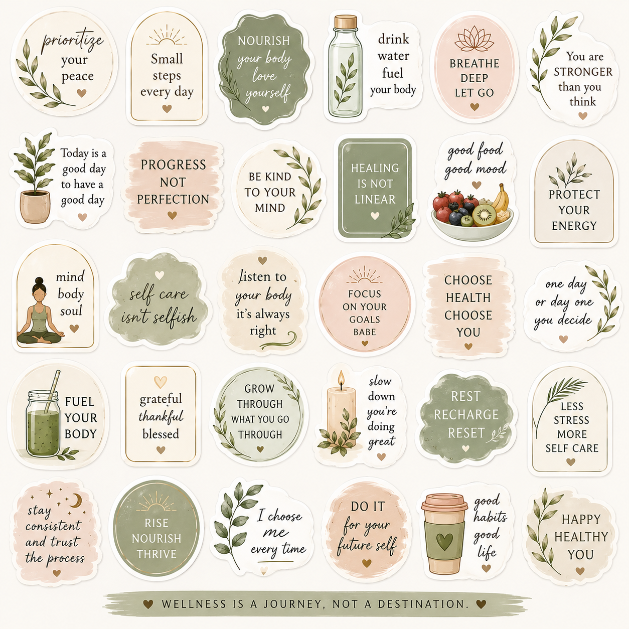 Wellness stickers|Self care & Affirmation Stickers