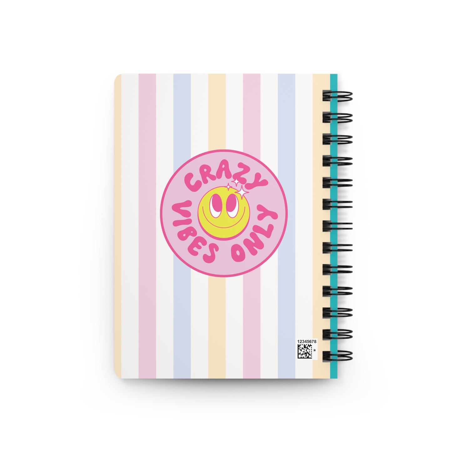 Spiral Journal — "Delulu but Self-Aware" Pastel Striped Notebook (Crazy Vibes Only)