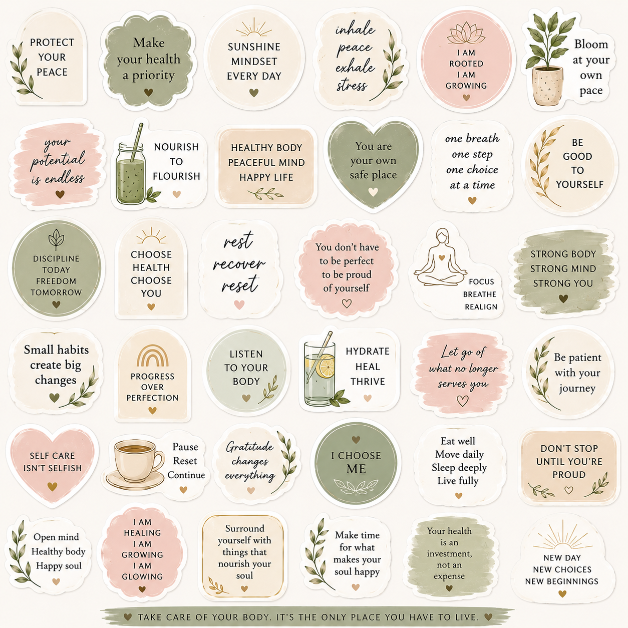 Wellness stickers|Self care & Affirmation Stickers